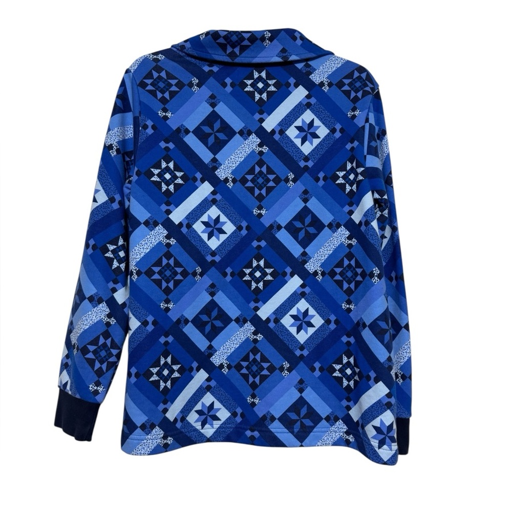 Lands End Patchwork Quilt Quarter Zip Pullover Sw… - image 2